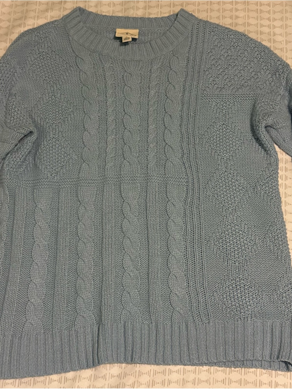 St. John's Bay Women’s Light Blue Cable Knit Crewneck Sweater Sz Small